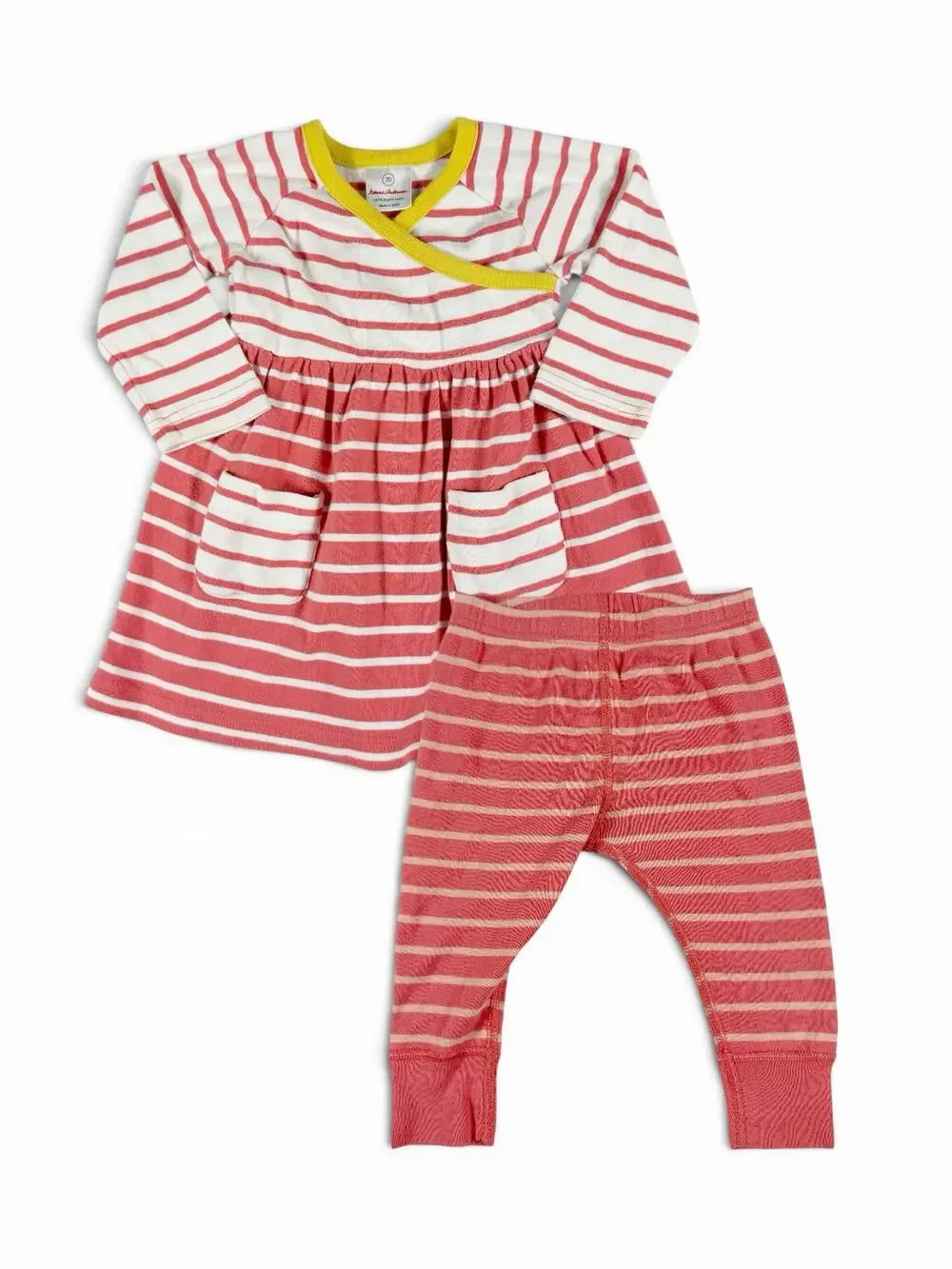 Hanna Andersson Organic Cotton Wrap Dress & Pants Set Size 70 (6–12 Months)